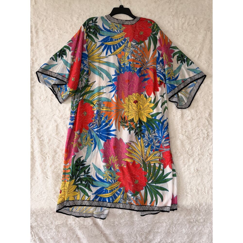 Freemarket Flying Tomato Kimono Cardigan Womens M Boho Floral Duster Open Front - Picture 2 of 6